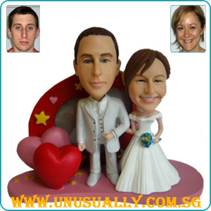 Custom Wedding Couple Figurines On Heart Photo Frame (W&W)